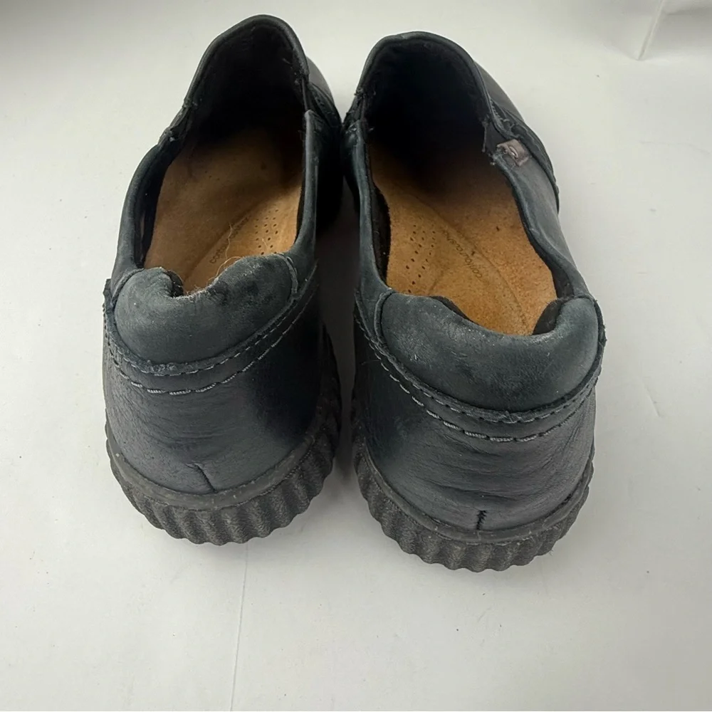 Clarks Womens 8 Magnolia Faye Black Leather Slip On Loafer